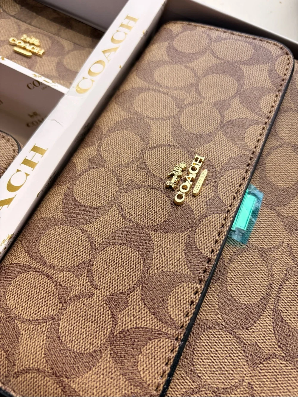 Coach Brown Signature Monogram Wallet, Card Case & Zip Coin Pouch Set